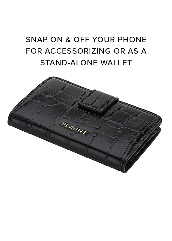 Black Crocodile Faux Leather MagSafe Wallet (Works with MagSafe Cases Only) - Image 6