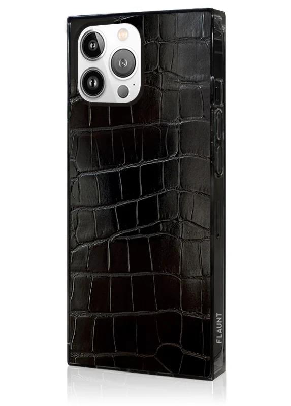 SQUARE® Black Crocodile Faux Leather iPhone Case - Image 26