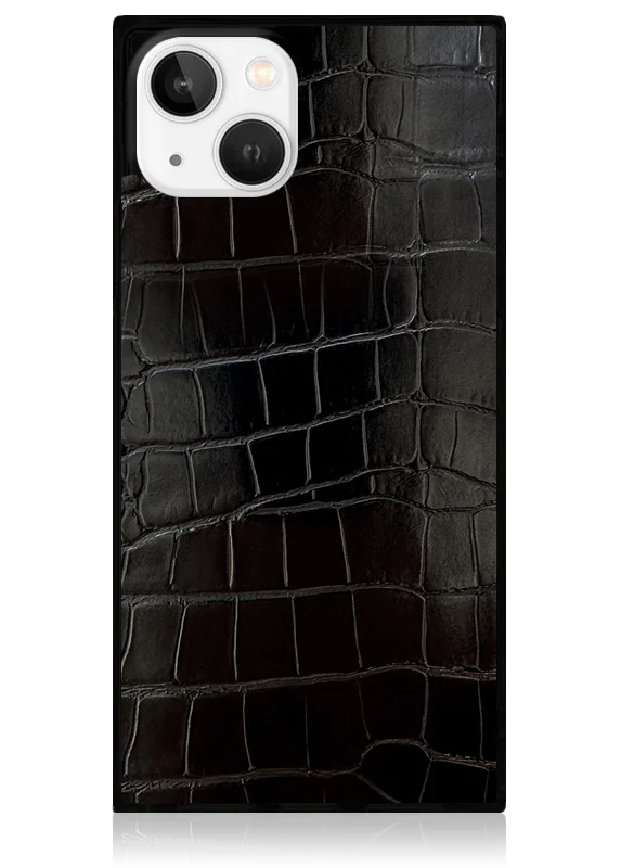 SQUARE® Black Crocodile Faux Leather iPhone Case - Image 37