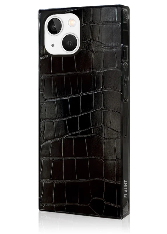SQUARE® Black Crocodile Faux Leather iPhone Case - Image 38