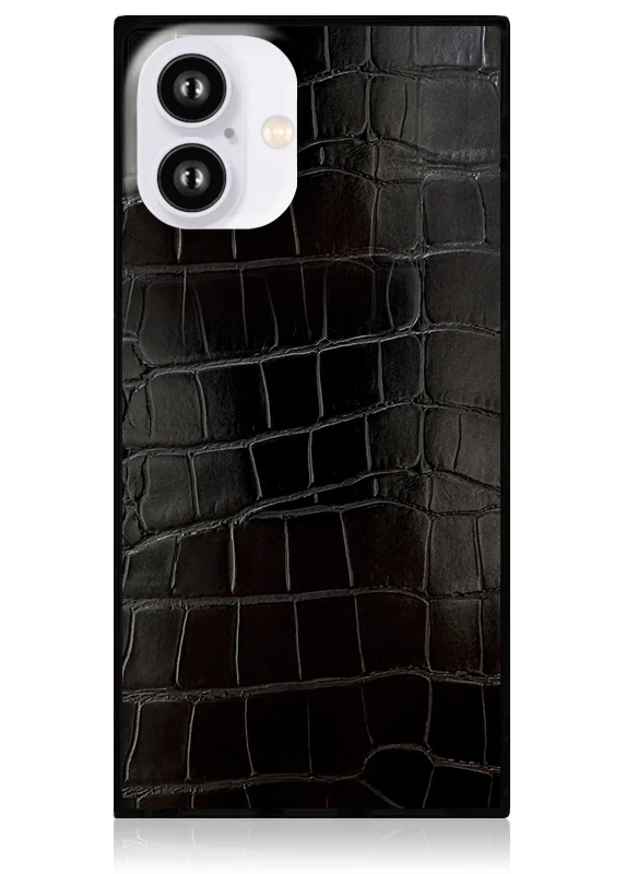 SQUARE® Black Crocodile Faux Leather iPhone Case - Image 53