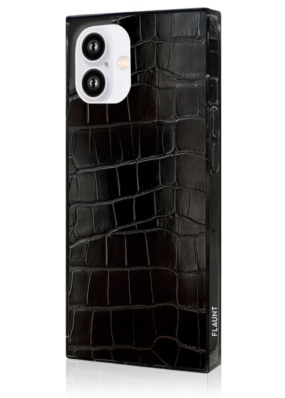 SQUARE® Black Crocodile Faux Leather iPhone Case - Image 55