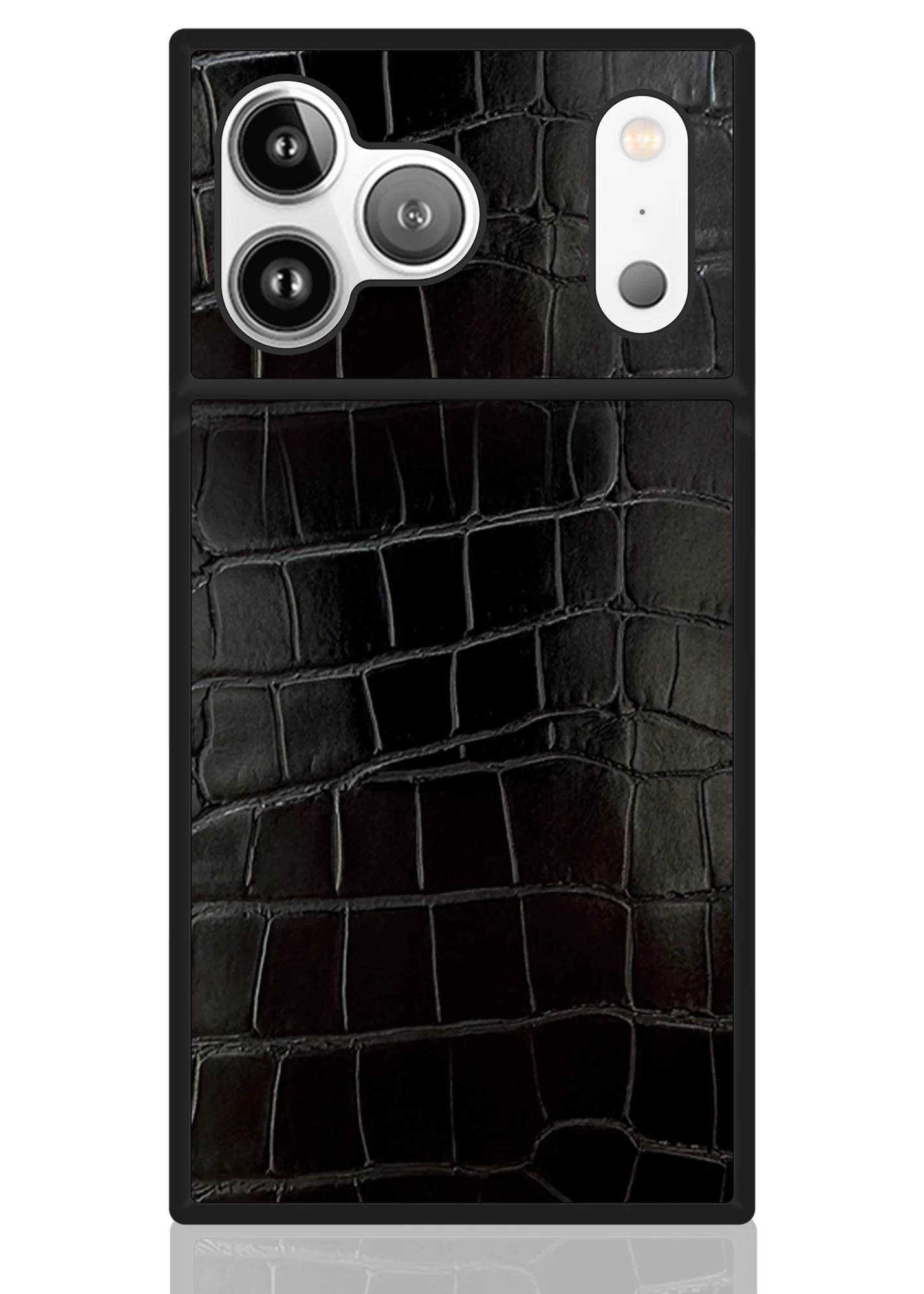 SQUARE® Black Crocodile Faux Leather iPhone Case - Image 69