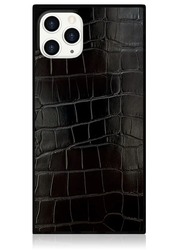 SQUARE® Black Crocodile Faux Leather iPhone Case - Image 7