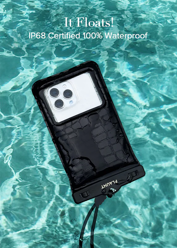 Black Crocodile Faux Leather Waterproof Phone Pouch - Image 3