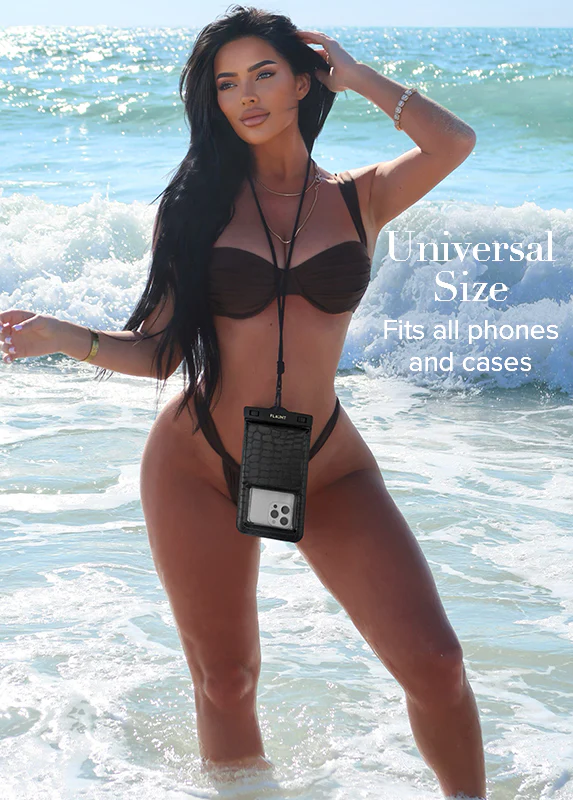 Black Crocodile Faux Leather Waterproof Phone Pouch - Image 4