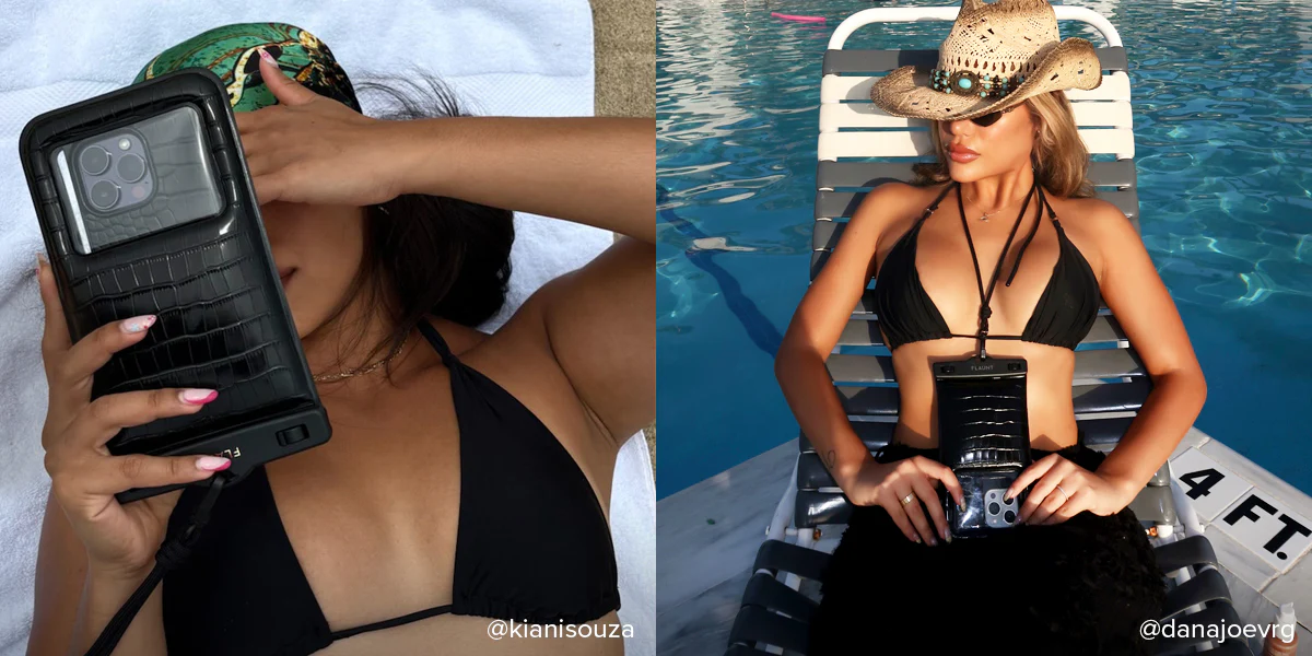 Black Crocodile Faux Leather Waterproof Phone Pouch - Image 7