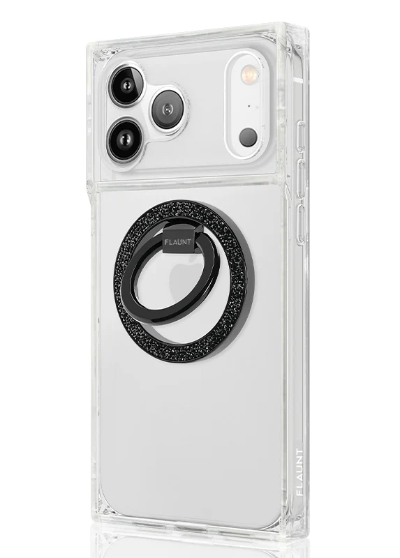 Black Crystal Elegance Premium Metallic MagSafe Phone Ring Stand (Works with MagSafe Cases Only) - Image 10