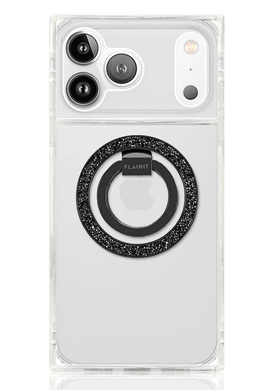 Black Crystal Elegance Premium Metallic MagSafe Phone Ring Stand (Works with MagSafe Cases Only) - Image 9