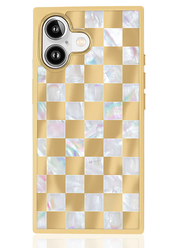 Elite Collection - SQUARE® Gold Checkered Mother of Pearl iPhone Case - Image 10