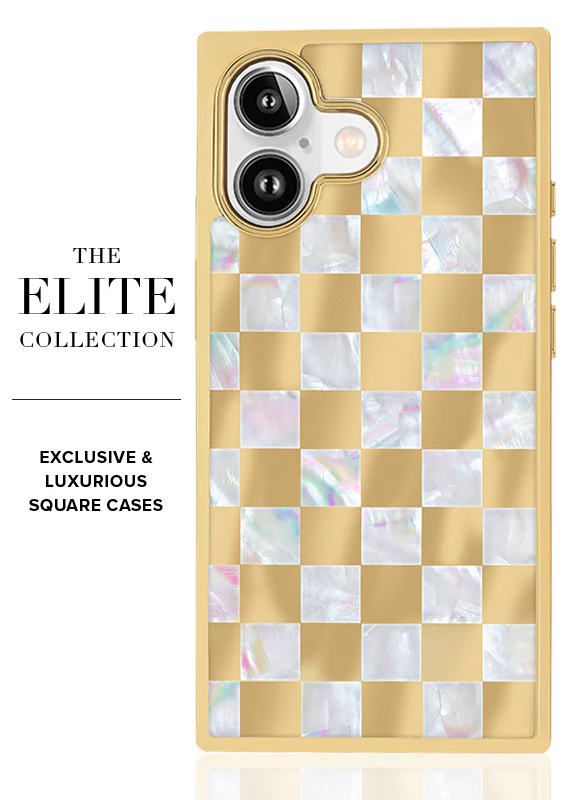 Elite Collection - SQUARE® Gold Checkered Mother of Pearl iPhone Case - Image 11