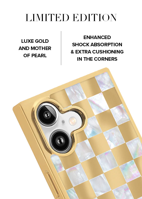 Elite Collection - SQUARE® Gold Checkered Mother of Pearl iPhone Case - Image 12