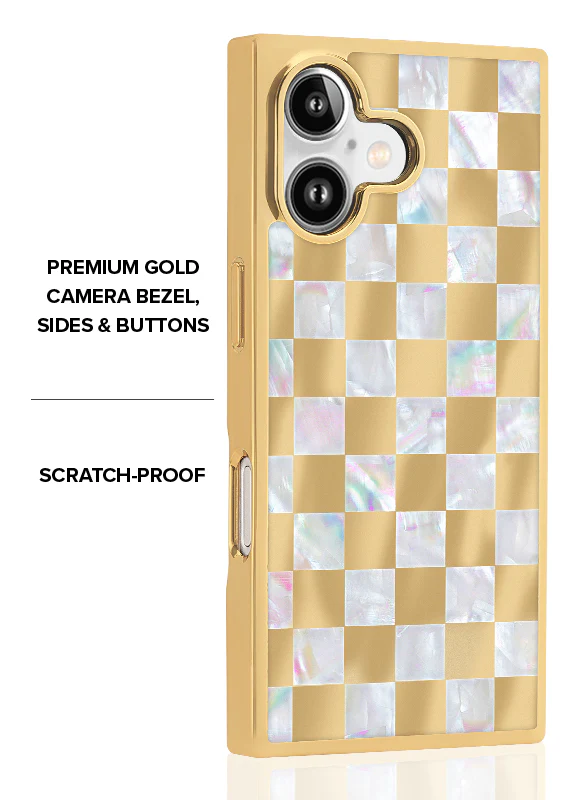 Elite Collection - SQUARE® Gold Checkered Mother of Pearl iPhone Case - Image 13