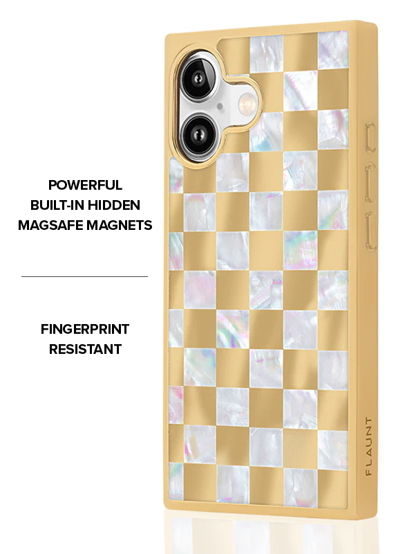 Elite Collection - SQUARE® Gold Checkered Mother of Pearl iPhone Case - Image 14