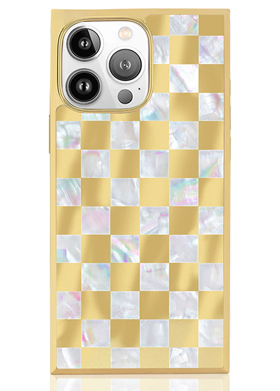 Elite Collection - SQUARE® Gold Checkered Mother of Pearl iPhone Case - Image 19