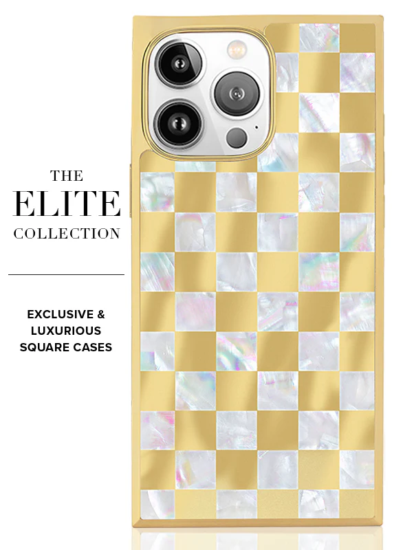Elite Collection - SQUARE® Gold Checkered Mother of Pearl iPhone Case - Image 20
