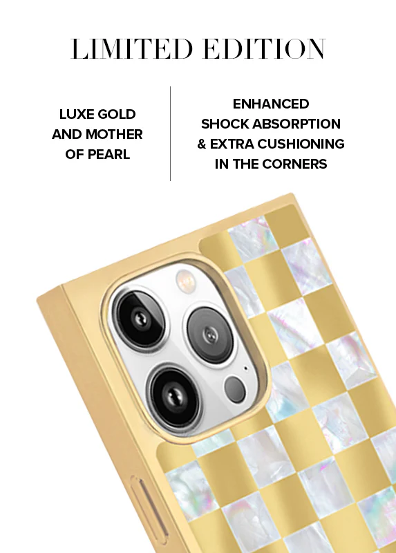 Elite Collection - SQUARE® Gold Checkered Mother of Pearl iPhone Case - Image 21