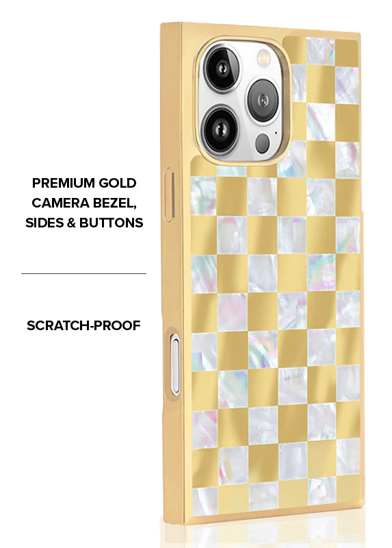 Elite Collection - SQUARE® Gold Checkered Mother of Pearl iPhone Case - Image 22