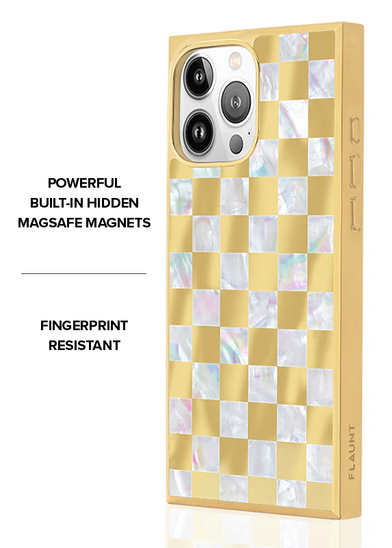 Elite Collection - SQUARE® Gold Checkered Mother of Pearl iPhone Case - Image 23