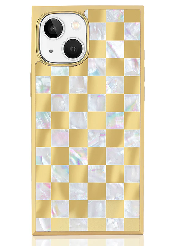 Elite Collection - SQUARE® Gold Checkered Mother of Pearl iPhone Case - Image 28