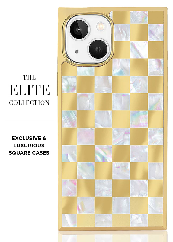 Elite Collection - SQUARE® Gold Checkered Mother of Pearl iPhone Case - Image 29