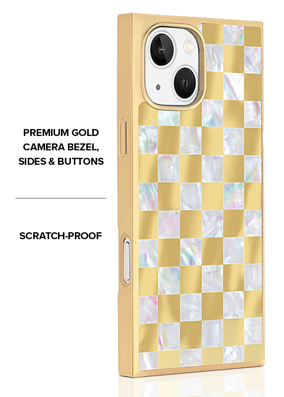 Elite Collection - SQUARE® Gold Checkered Mother of Pearl iPhone Case - Image 31