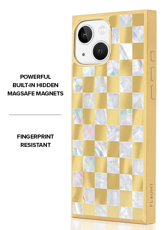 Elite Collection - SQUARE® Gold Checkered Mother of Pearl iPhone Case - Image 32