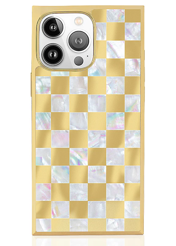 Elite Collection - SQUARE® Gold Checkered Mother of Pearl iPhone Case - Image 37