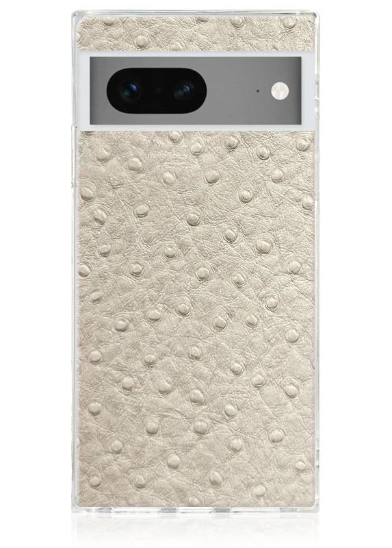 SQUARE® Ivory Ostrich Faux Leather Pixel Case - Image 3