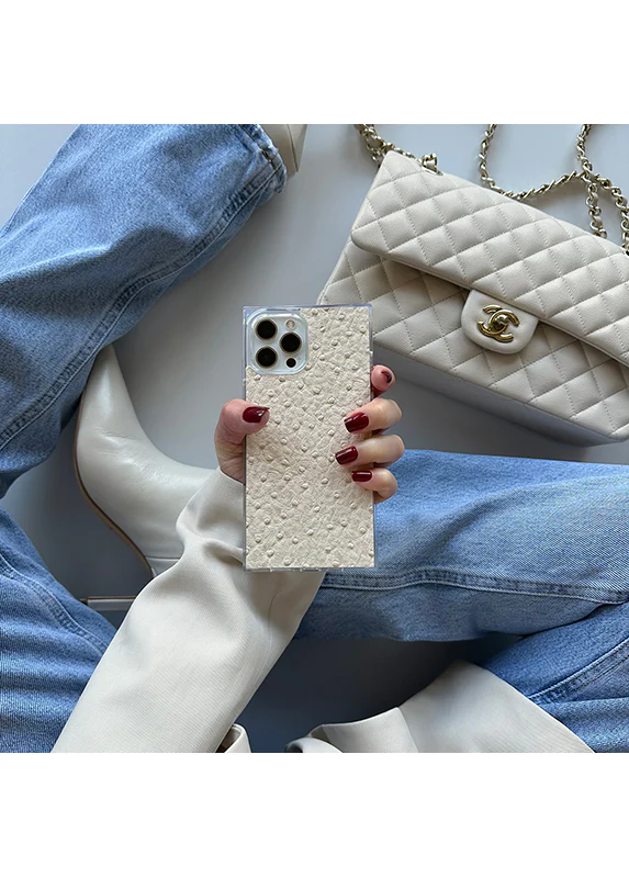 SQUARE® Ivory Ostrich Faux Leather Pixel Case - Image 8