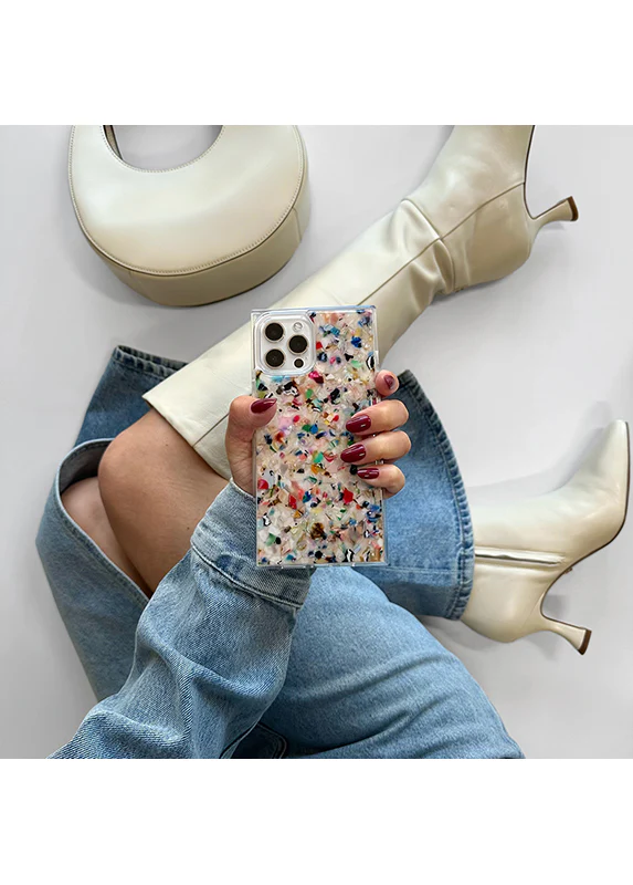 SQUARE® Rainbow Confetti Tortoise Shell iPhone Case - Image 81