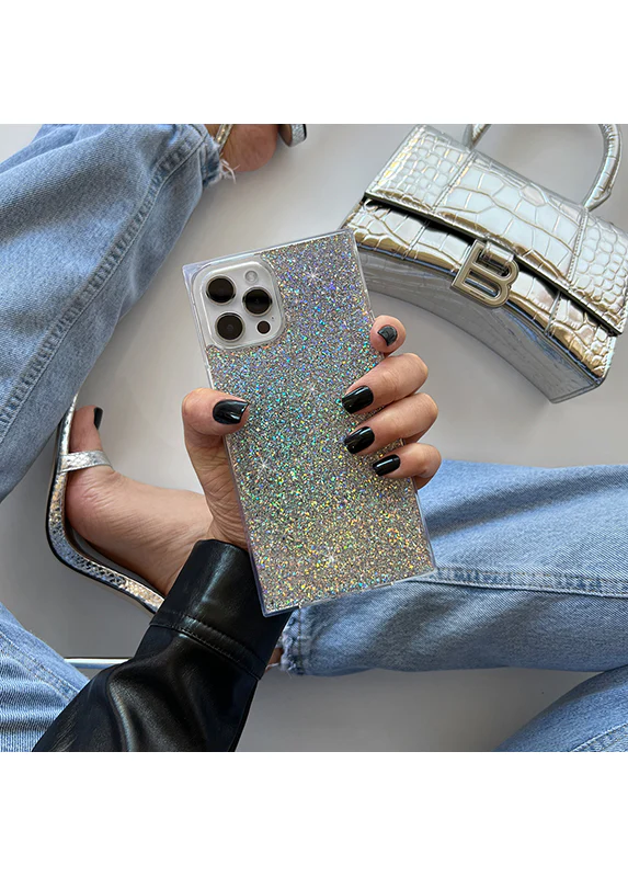 SQUARE® Silver Glitter iPhone Case - Image 47