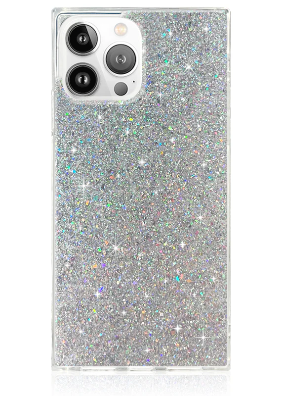 SQUARE® Silver Glitter iPhone Case - Image 5