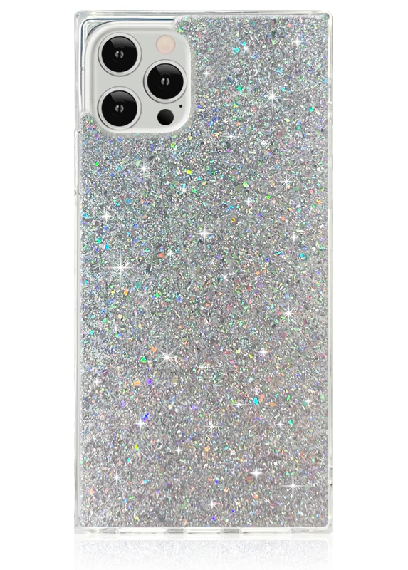 SQUARE® Silver Glitter iPhone Case - Image 9