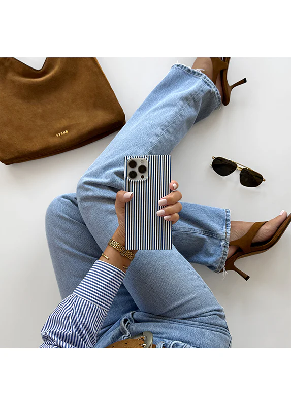 SQUARE® Blue & White Oxford Stripe iPhone Case - Image 84