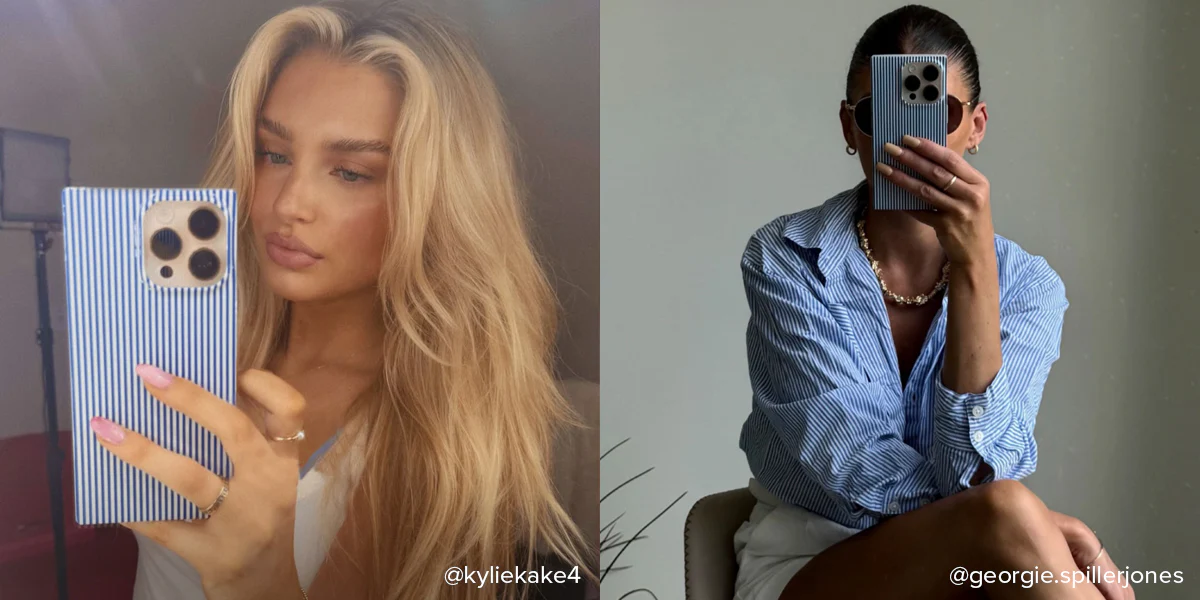 SQUARE® Blue & White Oxford Stripe iPhone Case - Image 85