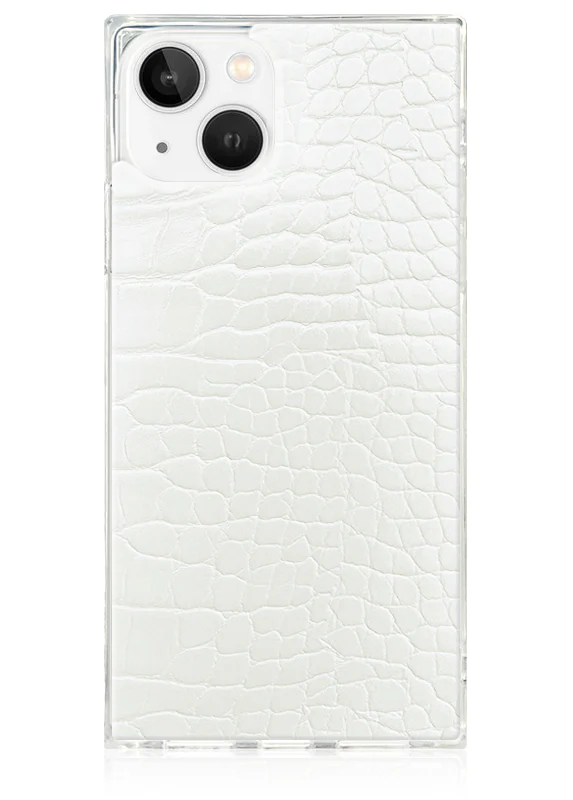 SQUARE® White Crocodile Faux Leather iPhone Case - Image 13