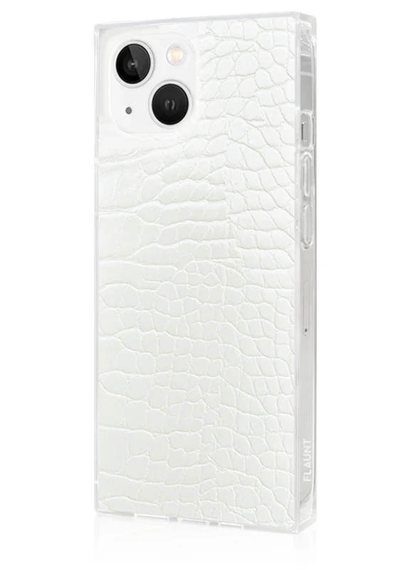 SQUARE® White Crocodile Faux Leather iPhone Case - Image 14