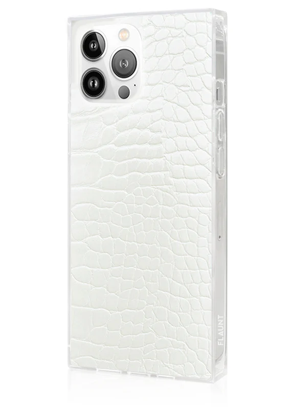 SQUARE® White Crocodile Faux Leather iPhone Case - Image 24