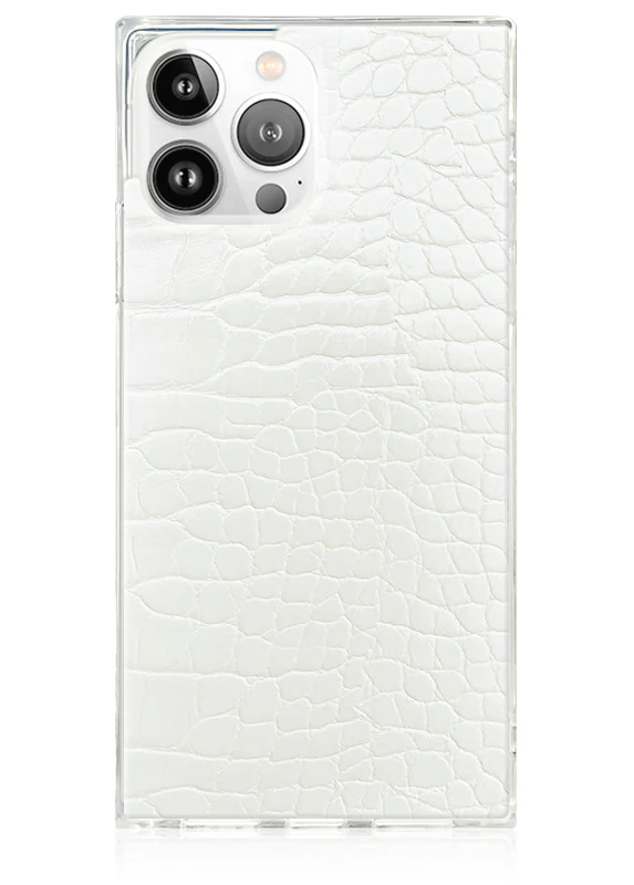 SQUARE® White Crocodile Faux Leather iPhone Case - Image 25