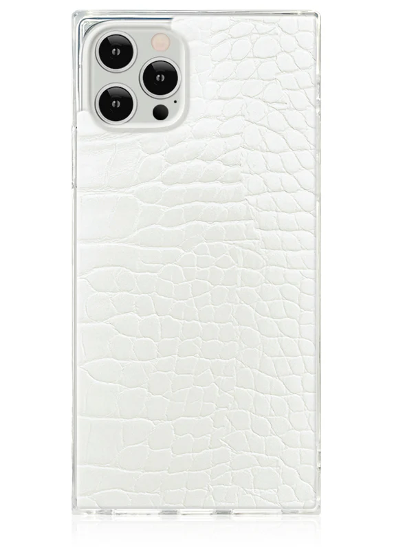 SQUARE® White Crocodile Faux Leather iPhone Case - Image 3