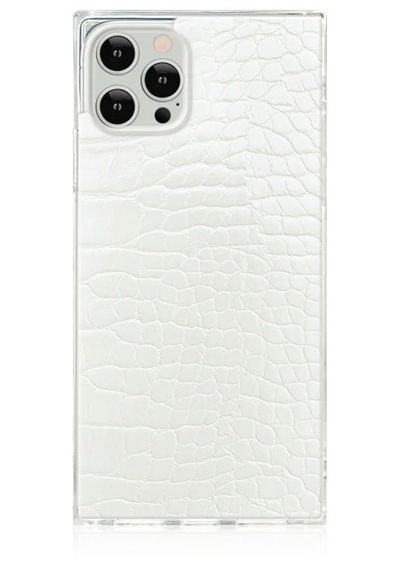SQUARE® White Crocodile Faux Leather iPhone Case - Image 33