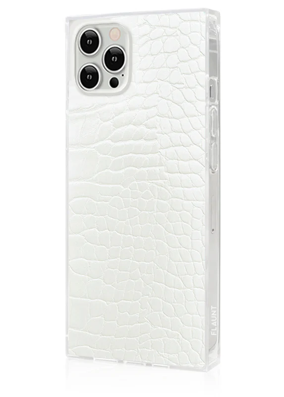 SQUARE® White Crocodile Faux Leather iPhone Case - Image 34
