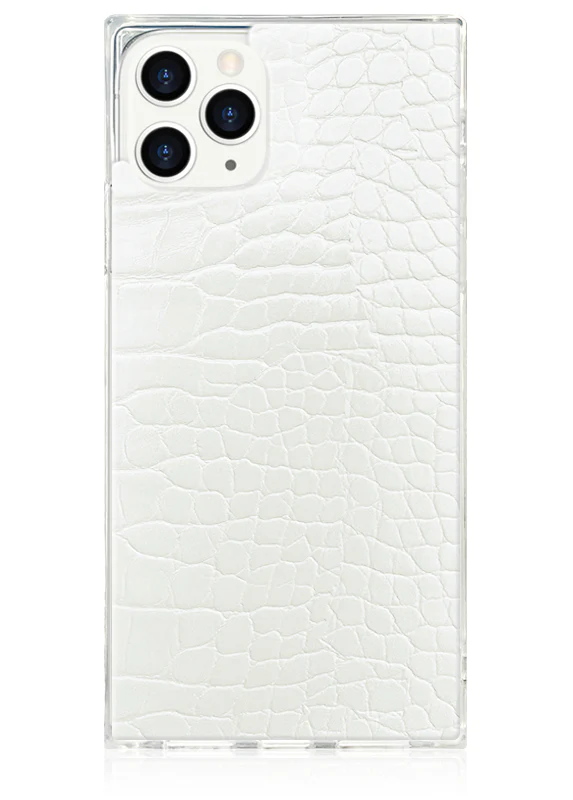 SQUARE® White Crocodile Faux Leather iPhone Case - Image 37