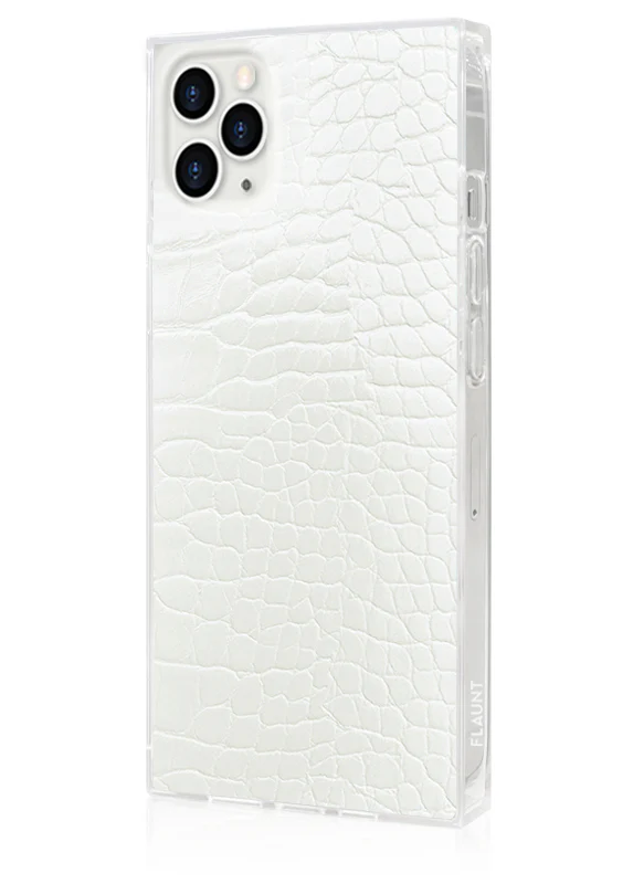 SQUARE® White Crocodile Faux Leather iPhone Case - Image 38