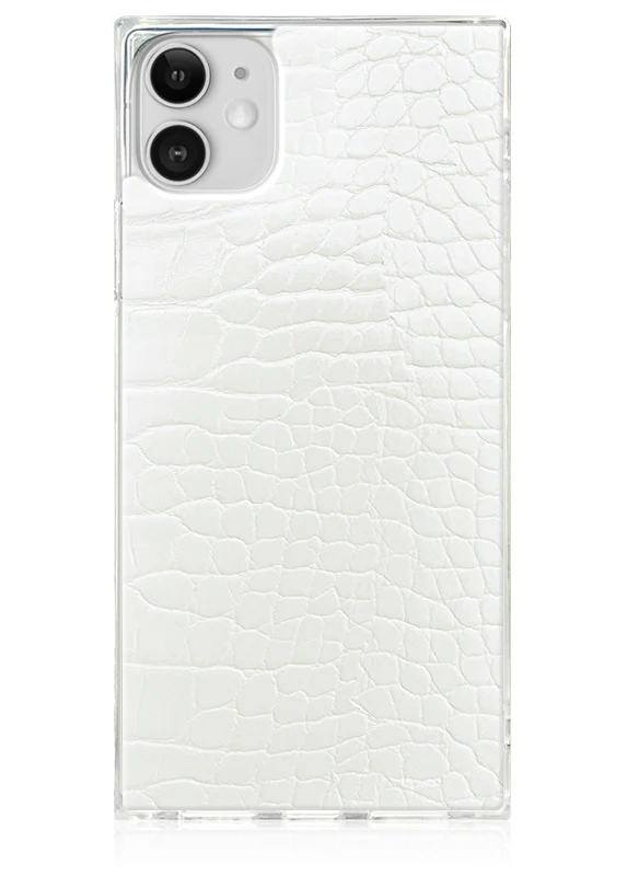 SQUARE® White Crocodile Faux Leather iPhone Case - Image 39