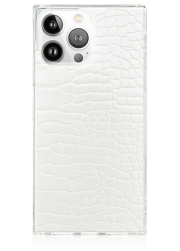 SQUARE® White Crocodile Faux Leather iPhone Case - Image 57