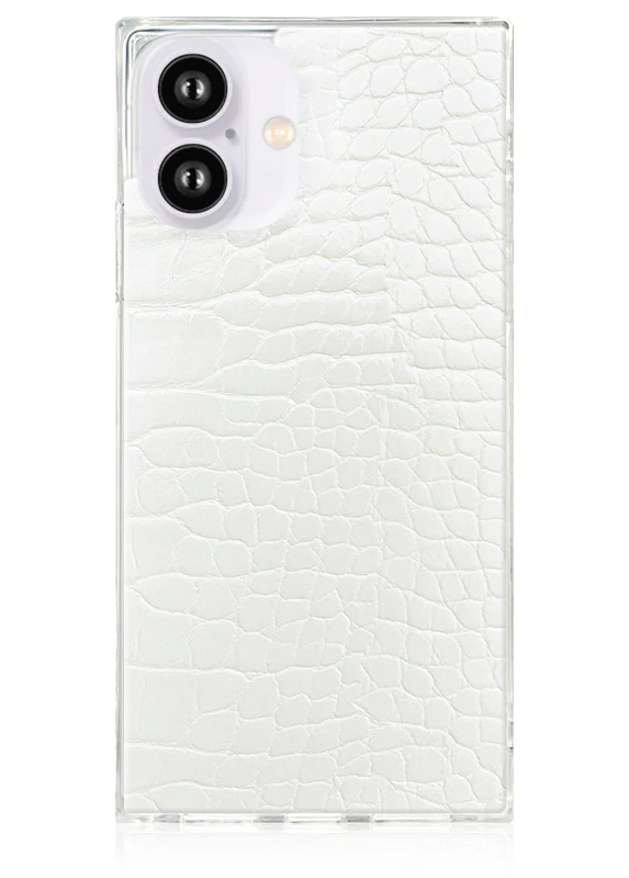 SQUARE® White Crocodile Faux Leather iPhone Case - Image 61