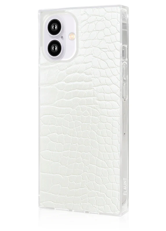 SQUARE® White Crocodile Faux Leather iPhone Case - Image 64