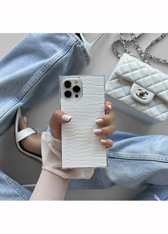 SQUARE® White Crocodile Faux Leather Pixel Case - Image 11